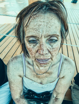 Special shot of a woman who was worked on in the final photo editing on ugly, sick and dirty. The model agrees..