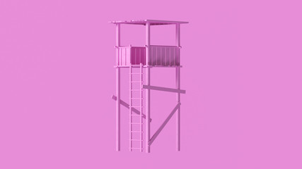 Pink Simple Wooden Watch Tower 3Q 3d illustration 