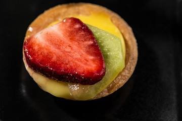 Fresh Italian pastries with custard and fresh fruit