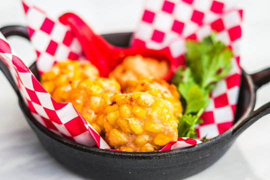 Los Angeles fried chicken Corn balls with parsley and mayonnaise