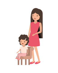 woman with baby sitting on chair avatar character