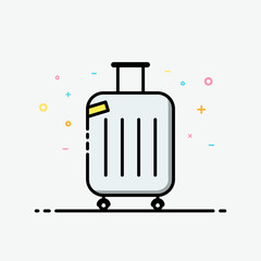 Suitcase icon vector. Travel bag in flat line style for decorated in summer poster and social media banner.