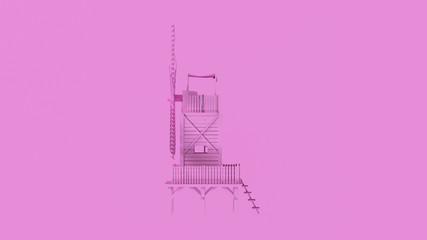 Pink Windmill 3d illustration 