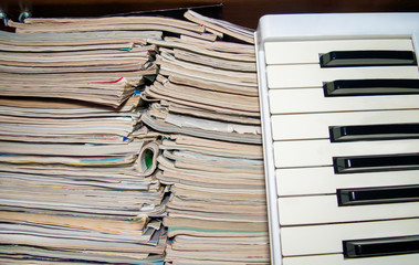 midi keyboard on the background of the magazine