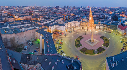 Łódź, Poland -view of Freedom Square.	 - obrazy, fototapety, plakaty