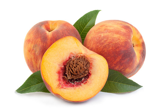 Peach fruit on white