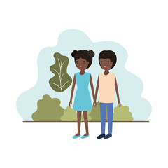 young couple with landscape avatar character