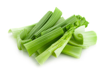 fresh celery isolated over a white background.