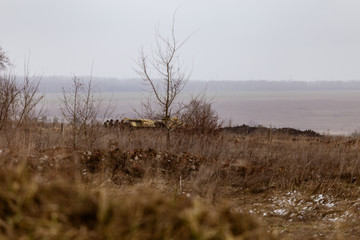 Russian counter-terrorist unit under the cover of armored vehicles