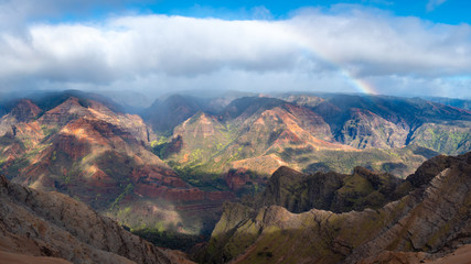 rainbow over Waimea Canyon, Kauai, Hawaii. Timelapse