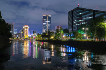 東京 皇居外苑 凱旋濠 夜景