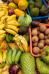 Tropical fruit display at farmer's market in Maui, Hawaii  - 260552513