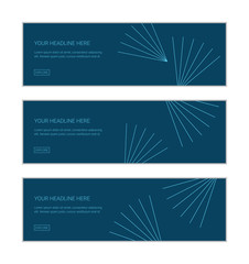 Web banner design template set consisting of abstract backgrounds made with lines in light abstraction. Modern, decorative vector art in blue color.