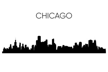 Naklejka premium Chicago skyline silhouette. Vector illustration