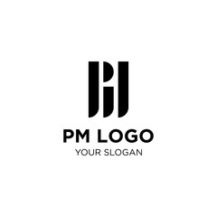 PM Initial logo template with black color