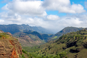 A beautiful green landscape of a mountain in hawaii