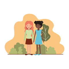 young women with landscape avatar character