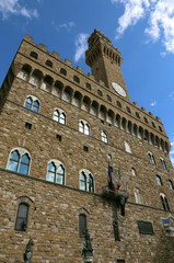 Fototapeta na wymiar Historic old palace called Palazzo Vecchio in the Signoria squar