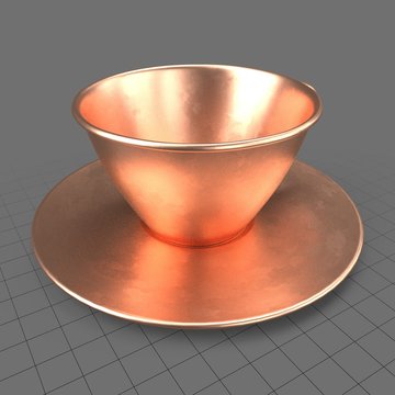 Copper tea cup with saucer