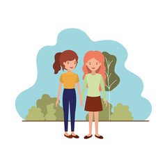 young women with landscape avatar character