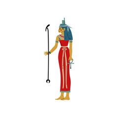 Seshat, Goddess of Art, Literature, Destiny and Counting, Symbol of Ancient Egyptian Culture Vector Illustration