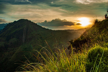 Little adam's peak during sunset in Ella in Sri Lanka