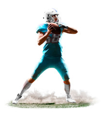 one american football player man studio isolated on white background