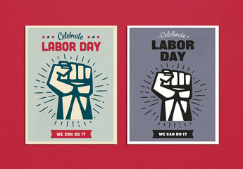 Labor Day Poster Layout with Clenched Fist Illustration
