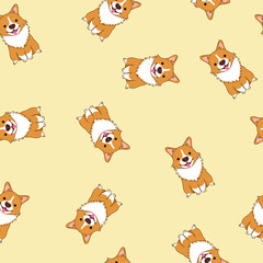 Vector seamless Corgi dog illustration pattern
