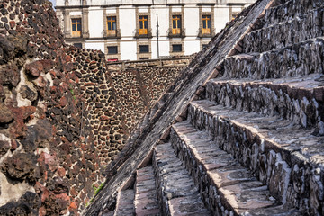 Ancient Aztec Stone Steps Templo Mayor Mexico City Mexico