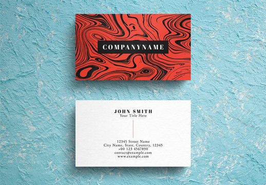 Red Marble Business Card Layout