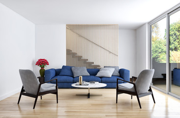 large luxury modern bright interiors room illustration 3D rendering