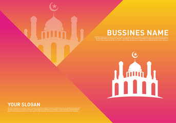 Mosque Muslim Icon Simple Background vector Illustration design template. Eid Mubarak Greeting Card