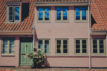 Fototapeta na wymiar Beautiful Streets of the Old City. Odense, Denmark.