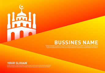 Mosque Muslim Icon Simple Background vector Illustration design template. Eid Mubarak Greeting Card