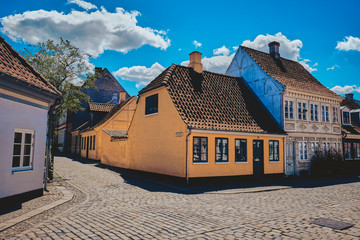 Beautiful Streets of the Old City. Odense, Denmark.