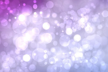 Purple bright abstract bokeh. Purple and pink gradient glowing background with bright blurred circles and glittering stars. Beautiful texture.