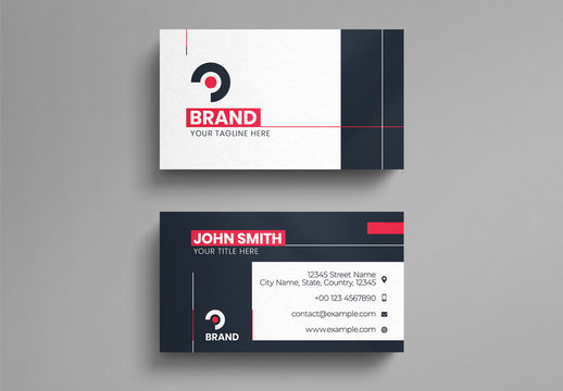 Simple Corporate Business Card Layout with Red Accents