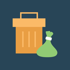 Silhouette icon overflowing trash