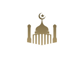 Mosque Simple icon logo design vector. Mosque Moslem icon vector Illustration design template.