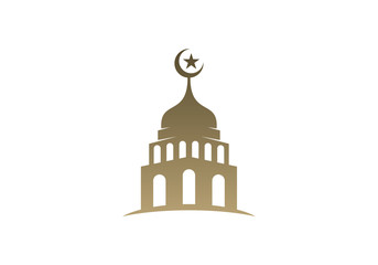 Mosque Simple icon logo design vector. Mosque Moslem icon vector Illustration design template.