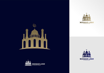 Naklejka premium Mosque Simple icon logo design vector. Mosque Moslem icon vector Illustration design template.