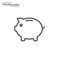 Piggy bank vector icon. Editable stroke. 