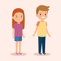 girl and boy with casual clothes and hairstyle