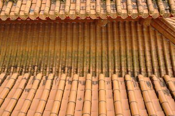 top view of tile roof in Xuanguang Temple Taiwan