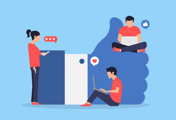 Social media concept, flat vector illustration