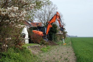 Pelleteuse au jardin.