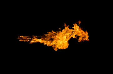Fire flames on black background.