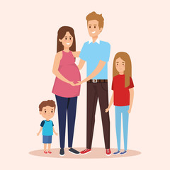 woman pregnant and man with daughter and son