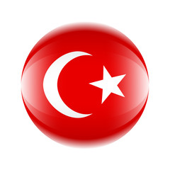 Turkey flag icon in the form of a ball. Vector eps 10